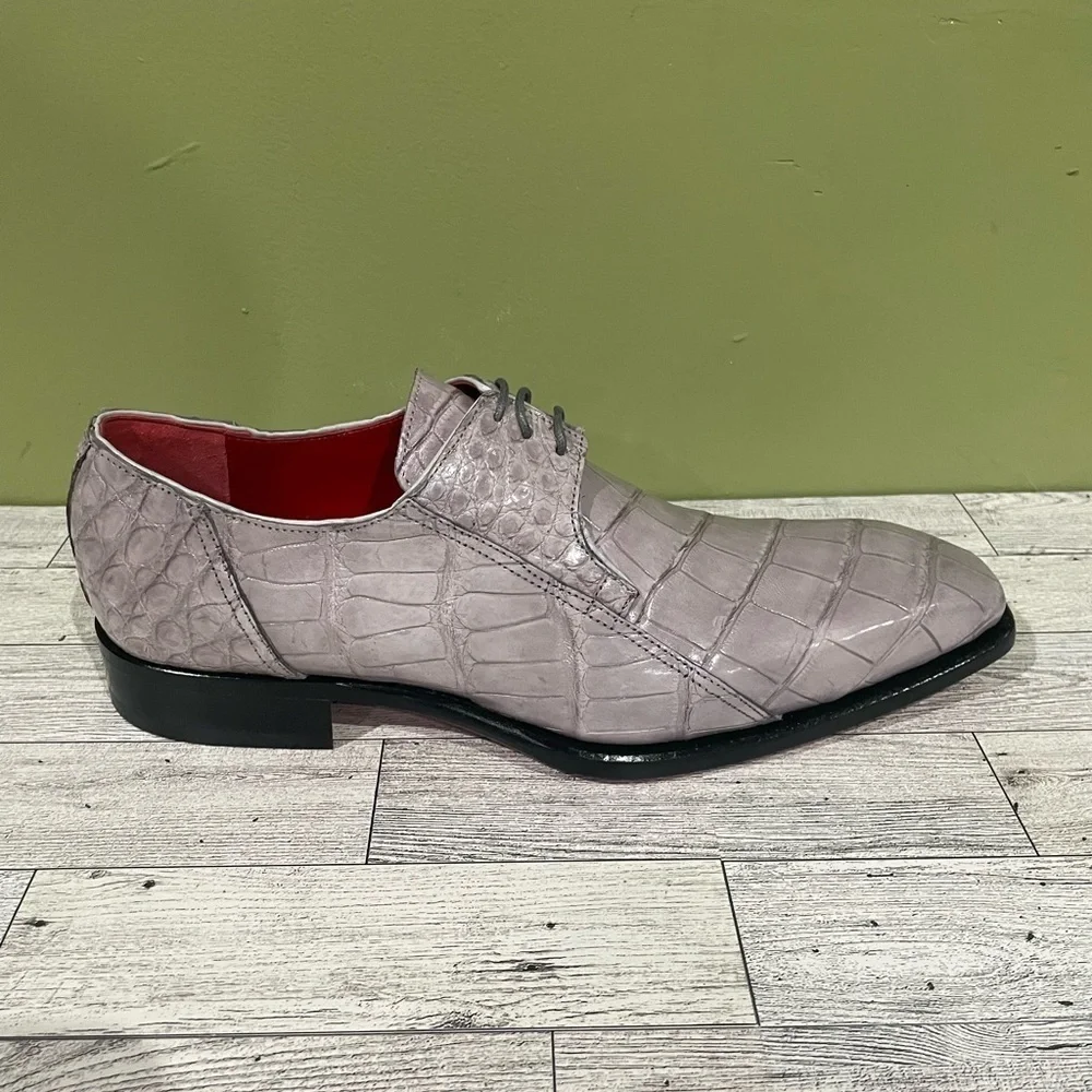 Fennix Italy shoes LT gray big blocks alligator Oxford SZ 11